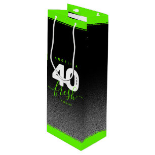 Sac Cadeau Pour Bouteille Fille moderne vert brillant 40 et frais