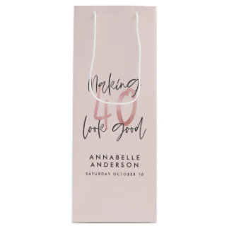 Sac Cadeau Pour Bouteille Fille parties scintillant rose moderne design 40e