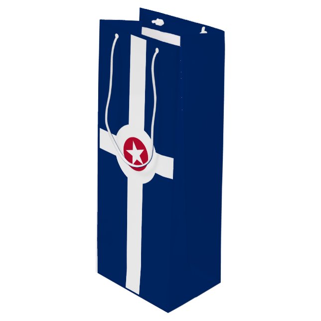 Sac Cadeau Pour Bouteille Flag of Indianapolis, Indiana Wine Gift Bag (Devant Angle)
