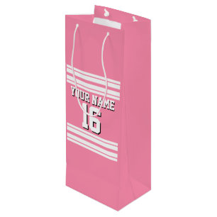 Sac Cadeau Pour Bouteille Flamant rose Rose White Team Jersey Numéro personn