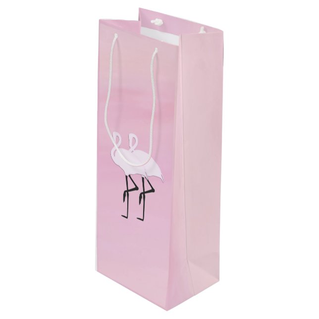 Sac Cadeau Pour Bouteille Flamants roses roses (Devant Angle)