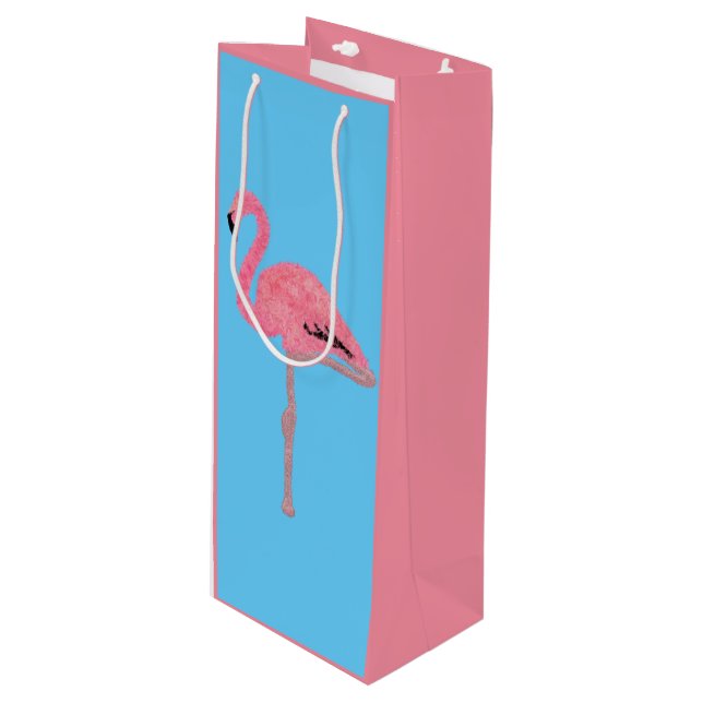 Sac Cadeau Pour Bouteille Flamingo rose pâle (Devant Angle)