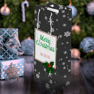 Sac Cadeau Pour Bouteille Flammes de neige grises à la sève de Berry Holly N