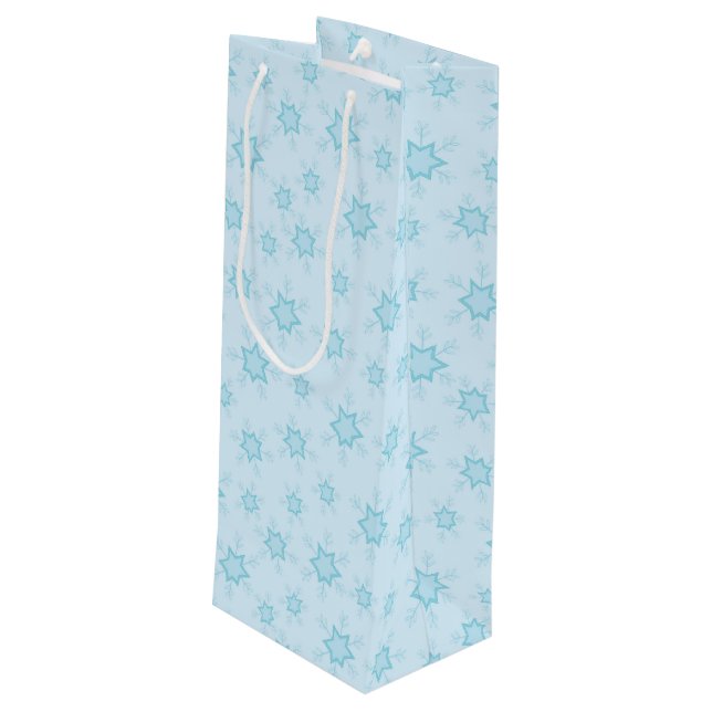 Sac Cadeau Pour Bouteille Fléchettes de neige, Bleu glacé, Fléchettes de nei (Dos Angle)