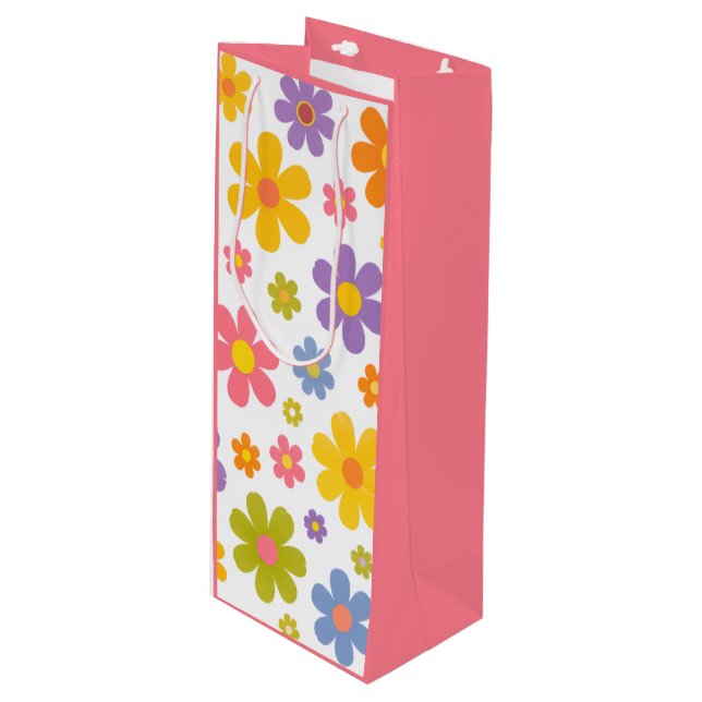 Sac Cadeau Pour Bouteille Fleur Groovy Power (Devant Angle)