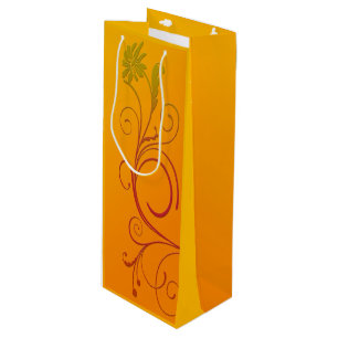 Sac Cadeau Pour Bouteille Fleur orange