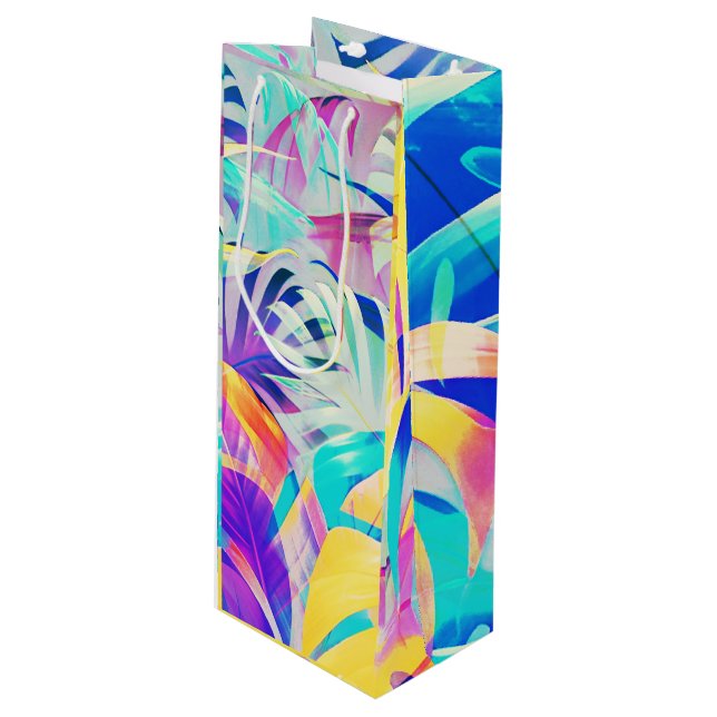 Sac Cadeau Pour Bouteille Fleur pastel abstrait moderne (Devant Angle)
