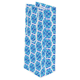 Sac Cadeau Pour Bouteille Fleurs Bleues, Motif De Fleurs, Modèle Floral