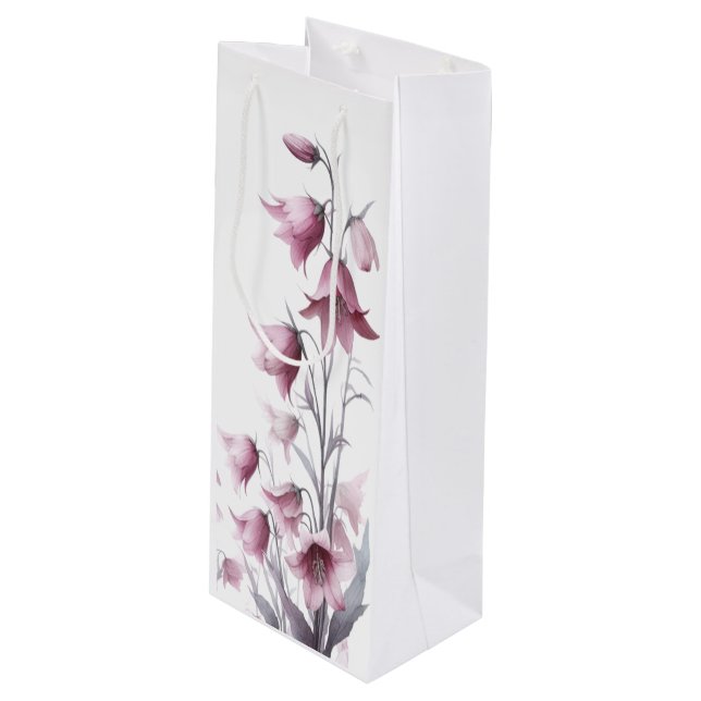 Sac Cadeau Pour Bouteille Fleurs Blush Rose Gold  (Devant Angle)