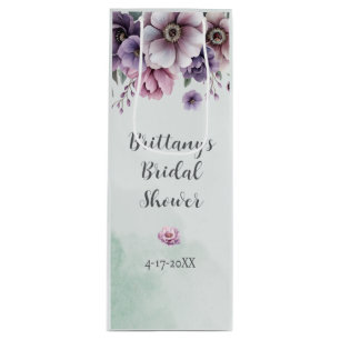 Sac Cadeau Pour Bouteille Fleurs Lavande et Vertes pour Réception de Mariée