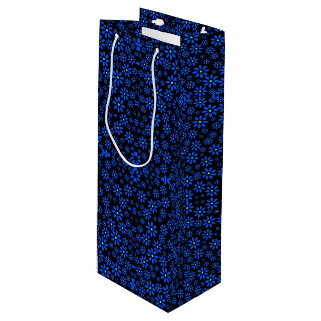 Sac Cadeau Pour Bouteille Fleurs minuscules Motif.Bleu 01.b Leggings BG noir (Devant Angle)
