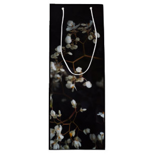 Sac Cadeau Pour Bouteille Fleurs Noires Élégantes