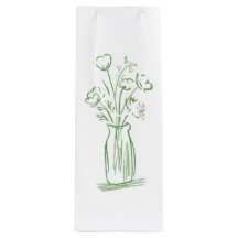 Fleurs Vertes | Cadeau Botanique Minimal Dessiné à