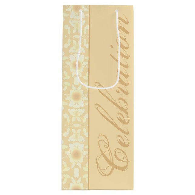 Sac Cadeau Pour Bouteille Floral Blanc Et Crème (Devant)