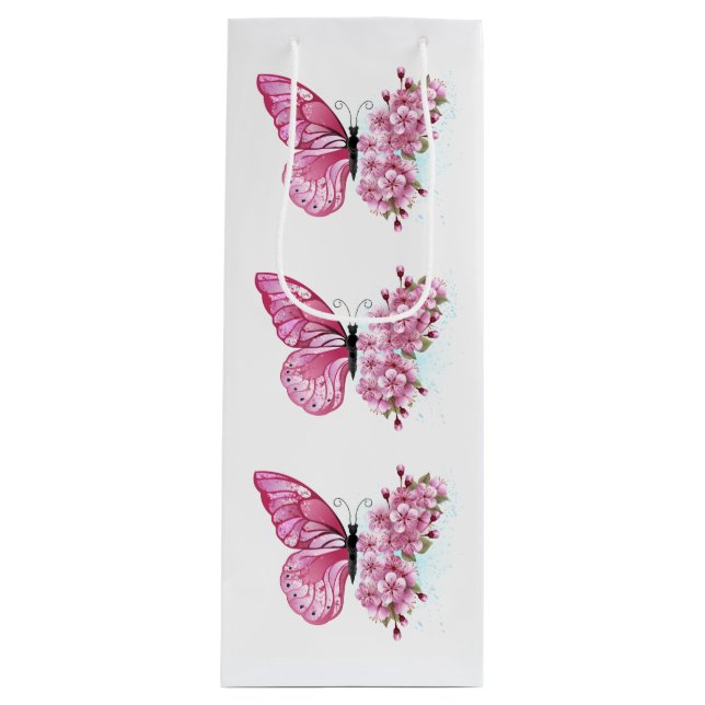 Sac Cadeau Pour Bouteille Flower Butterfly (Devant)