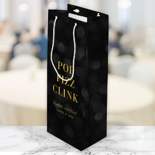 Sac Cadeau Pour Bouteille Fond Flou Sombre Faux Or Pop Fizz Tinter