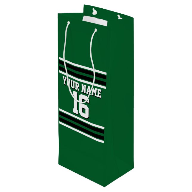 Sac Cadeau Pour Bouteille Forest Green Black Team Jersey Custom (Dos Angle)
