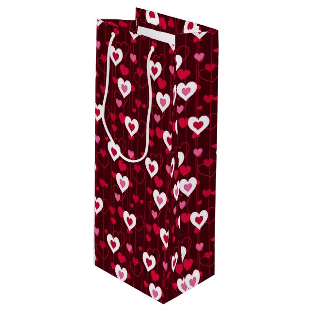 Sac Cadeau Pour Bouteille Forever Love Red Hearts (Devant Angle)