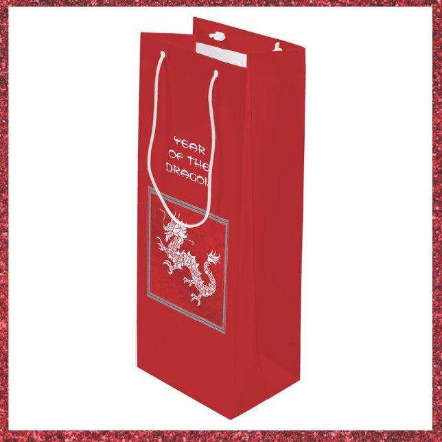Sac Cadeau Pour Bouteille Frapper l'année rouge et blanche du dragon (Créateur téléchargé)