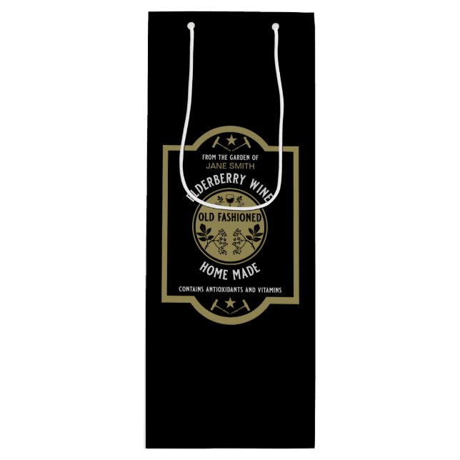 Sac Cadeau Pour Bouteille Fruit d'Elderberry fait maison (Devant)