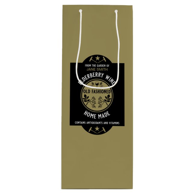 Sac Cadeau Pour Bouteille Fruit d'Elderberry fait maison (Devant)