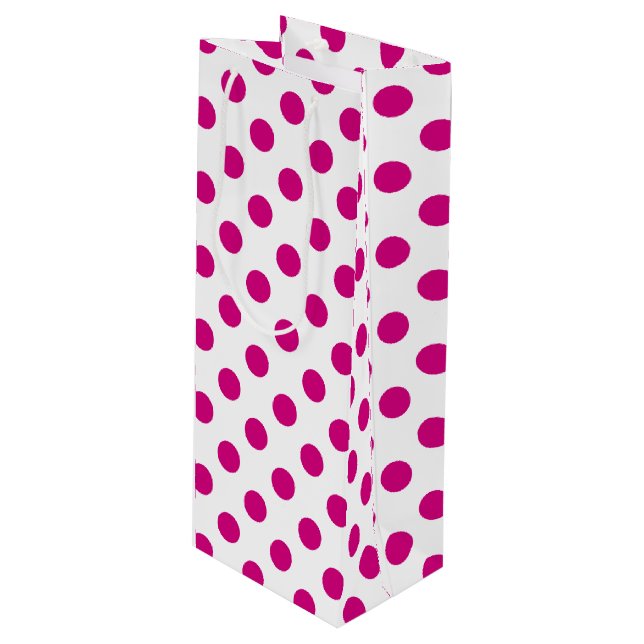 Sac Cadeau Pour Bouteille Fuchsia polka (Devant Angle)