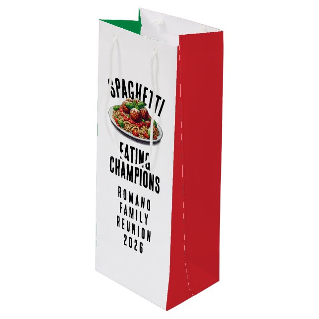 Sac Cadeau Pour Bouteille Funny Spaghetti Eating Champions Family Reunion (Devant Angle)