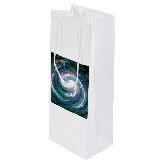 Sac Cadeau Pour Bouteille Galaxie peinte à la main (Devant Angle)