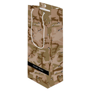 Sac Cadeau Pour Bouteille Galets de camouflage du désert, Votre nom, Personn