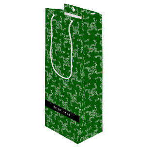 Sac Cadeau Pour Bouteille Garland de Noël, Vert, Votre nom, Personnaliser