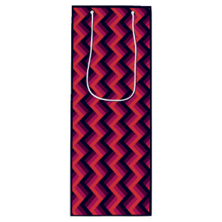 Sac Cadeau Pour Bouteille Géométrique rose foncé et bleu Zigzag Chevron