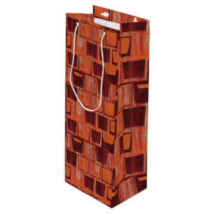 Sac Cadeau Pour Bouteille Géométrique rouge et orange