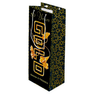 Sac Cadeau Pour Bouteille Golden Calla Lily 50e anniversaire Mariage Personn