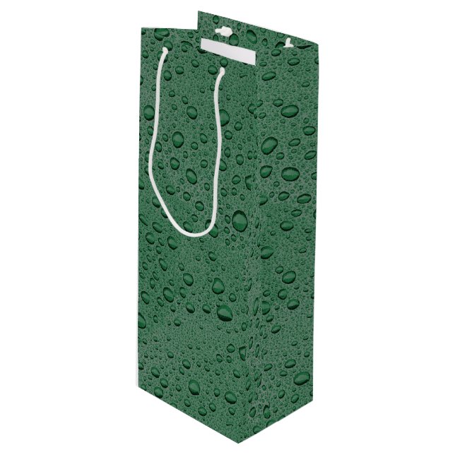 Sac Cadeau Pour Bouteille gouttelettes d'eau vertes (Devant Angle)