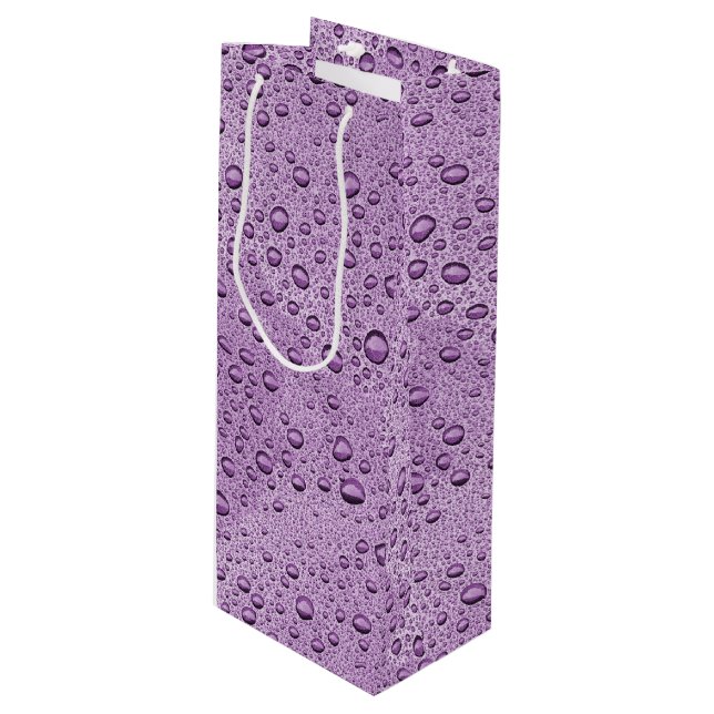 Sac Cadeau Pour Bouteille gouttelettes d'eau violette (Devant Angle)