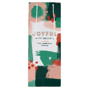 Sac Cadeau Pour Bouteille Graphique abstrait moderne rouge, rose + vert joye