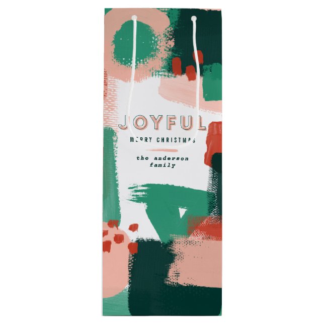 Sac Cadeau Pour Bouteille Graphique abstrait moderne rouge, rose + vert joye (Devant)
