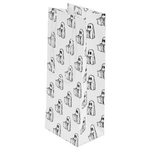 Sac Cadeau Pour Bouteille Halloween, Fantôme Blanc Mignon, Friandise ou Farc