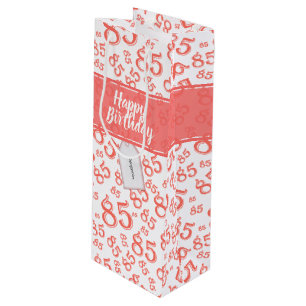 Sac Cadeau Pour Bouteille Happy 85e anniversaire Numéro Motif Coral/Blanc