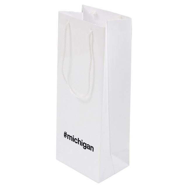 Sac Cadeau Pour Bouteille Hashtag MICHIGAN (Devant Angle)