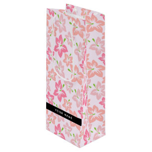 Sac Cadeau Pour Bouteille Hibiscus rose, Fleurs roses, Votre nom