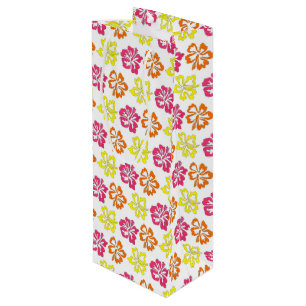 Sac Cadeau Pour Bouteille Hibiscus Tropical Hawaïen Fleurs Florales Imprimer