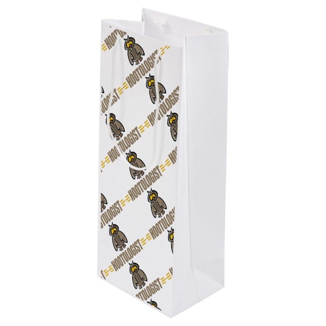 Sac Cadeau Pour Bouteille Hibou drôle (Devant Angle)