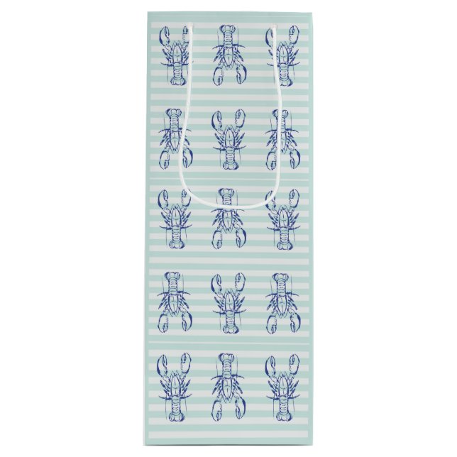 Sac Cadeau Pour Bouteille Homards bleus (Devant)