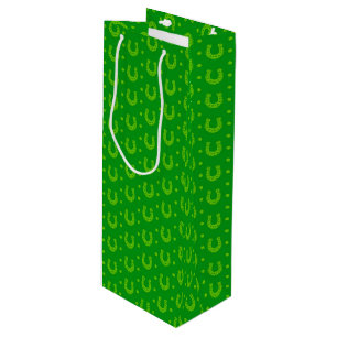 SAC CADEAU POUR BOUTEILLE HORSESHORES CELTIQUES IRLANDAIS VERTS CLAIRS