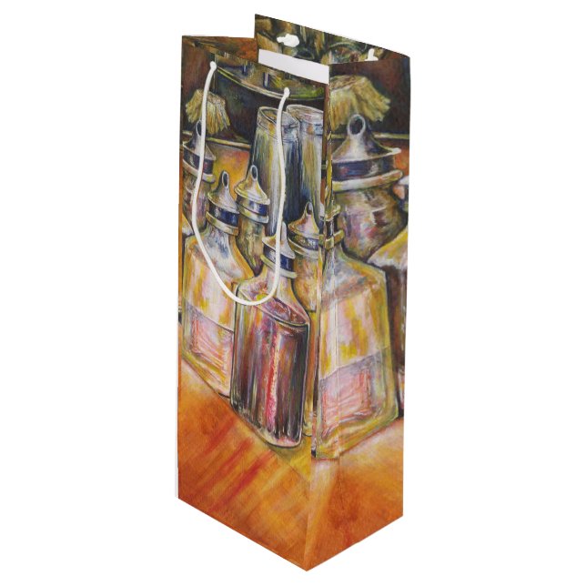 Sac Cadeau Pour Bouteille Idéographie de Lumière dorée (Devant Angle)