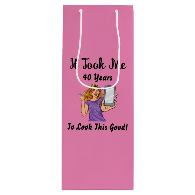 Sac Cadeau Pour Bouteille Il m'a fallu 40 ans pour avoir l'air si bon (Devant)