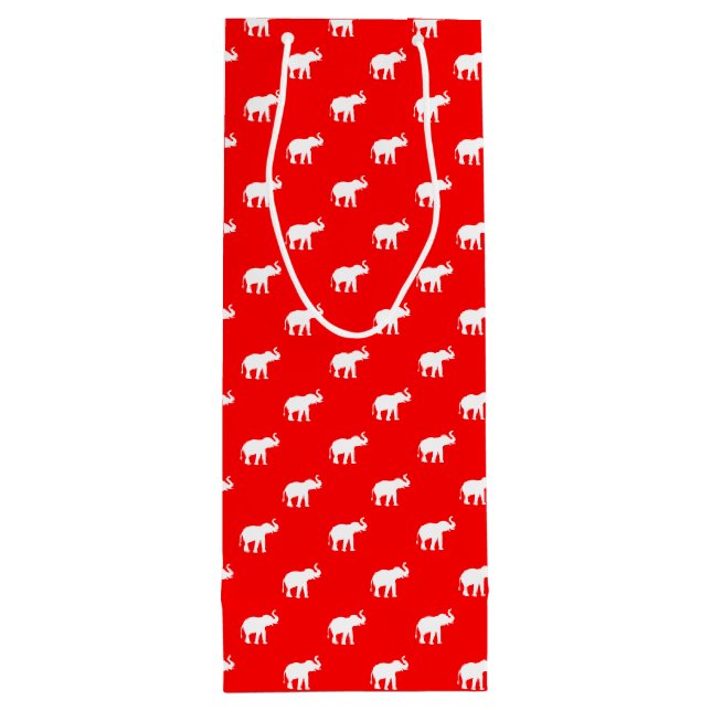 Sac Cadeau Pour Bouteille Illustration Girly d'éléphant rouge (Dos)