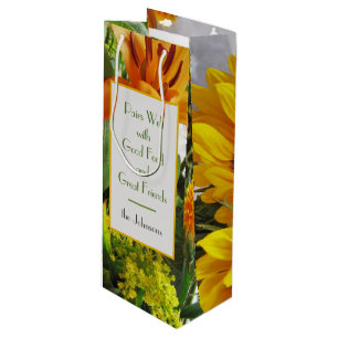 Sac Cadeau Pour Bouteille Impression personnalisée de tournesol vif
