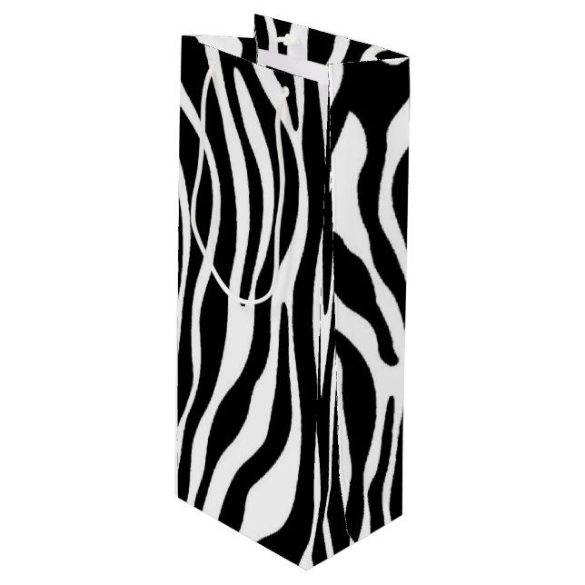 Sac Cadeau Pour Bouteille Impression Zebra (Devant Angle)